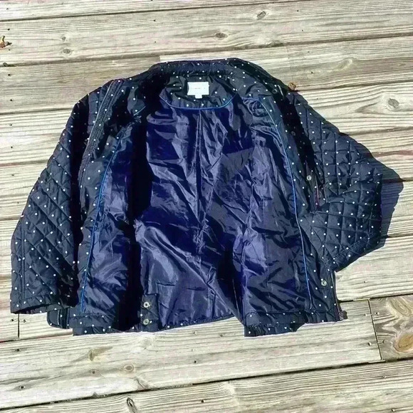 Charter Club polka dot quilted jacket with pockets zipper and button closure L - Picture 6 of 9